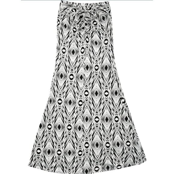 Volcom Double Down Maxi Skirt / Bandeau Dress Black White Elastic Waist 12 - Picture 2 of 12